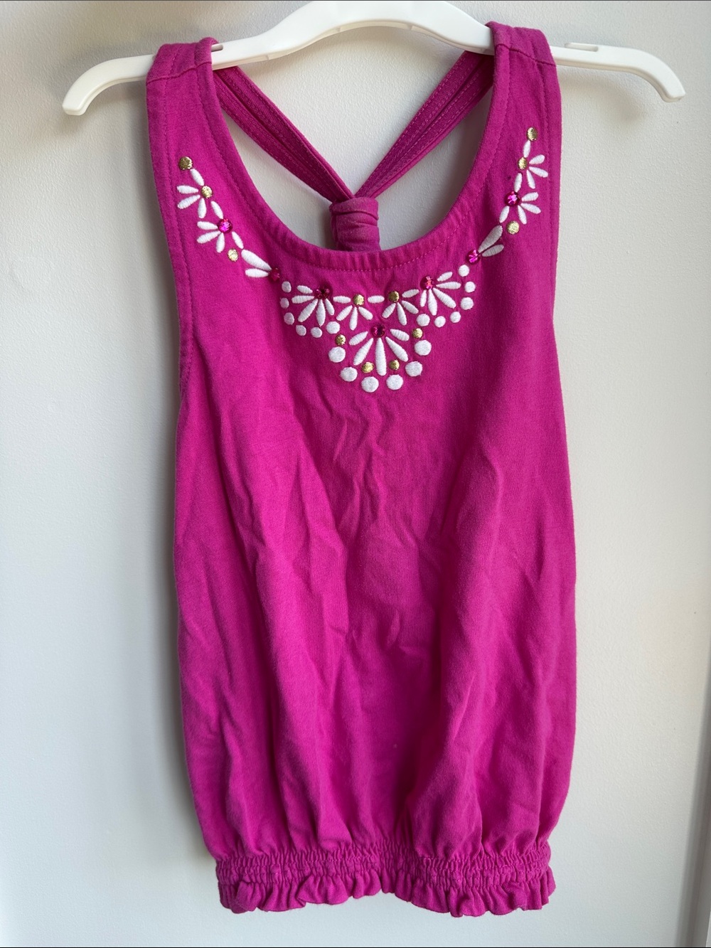 Gymboree Fuchsia Embellished Knot-Back Tank